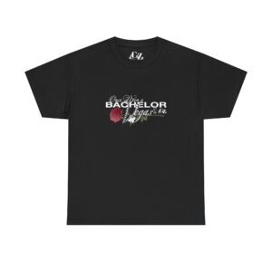 Once Upon a Bachelor Vegas Logo with rose T-Shirt Mockup (flat)